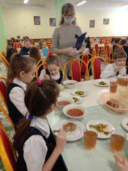 В целях мониторинга организации горячего питания школьников организовано  еженедельное дежурство со стороны родительской общественности в школьной столовой.( 26.01.2022)